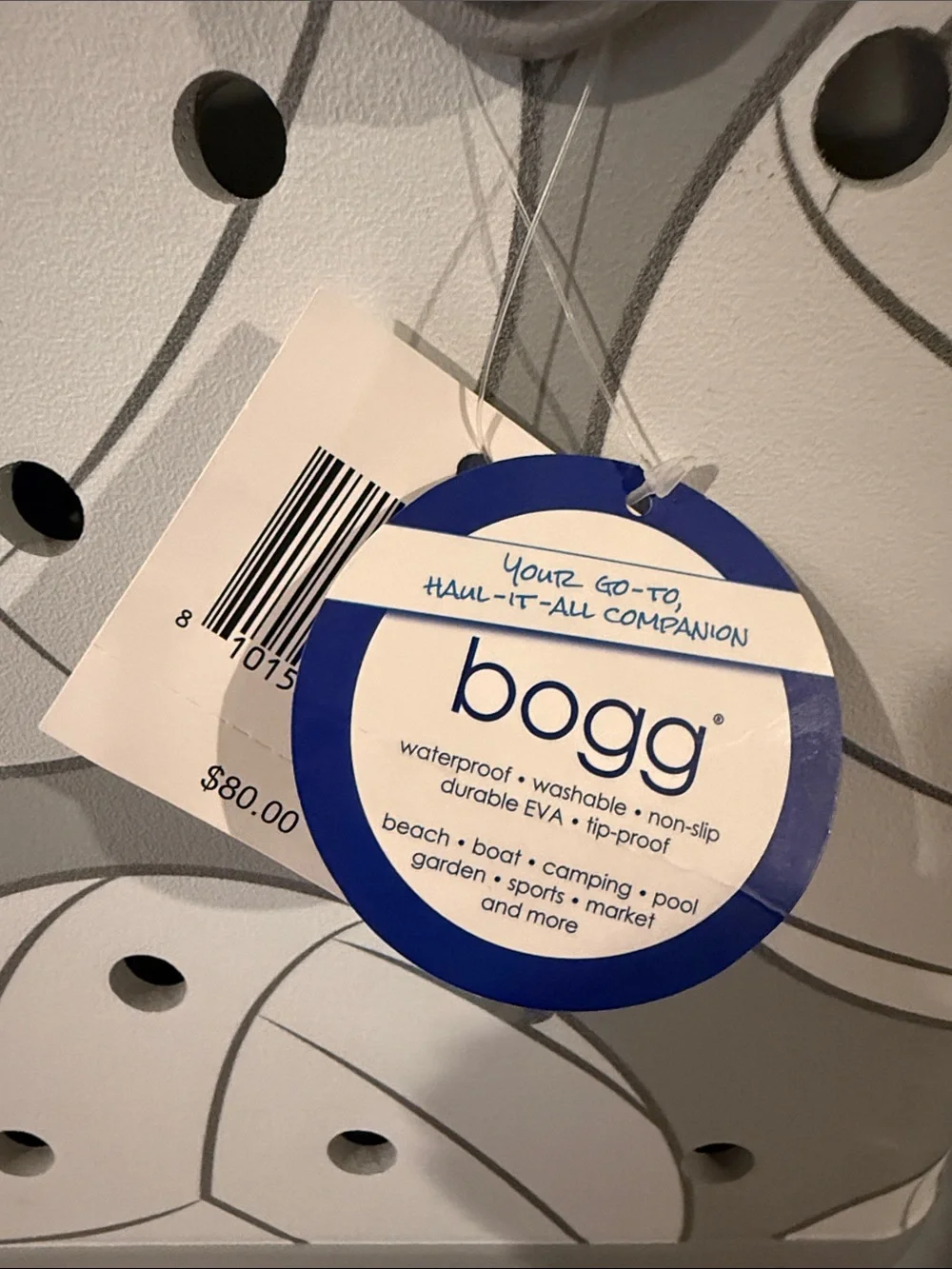 NWT Baby Bogg Bag Volleyball Print Gray & White Tote